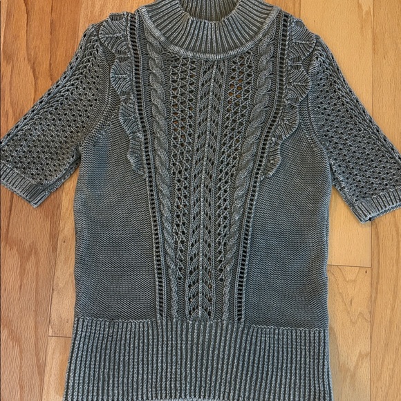 WHBM White House black market large knit ruffle sweater forever olive green L - Picture 10 of 14